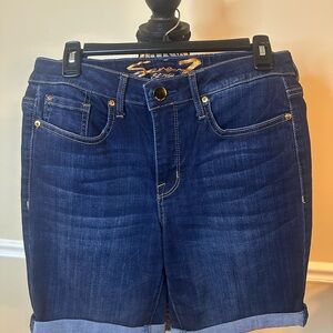 Seven7 Women's Denim Bermuda Shorts - Dark Blue